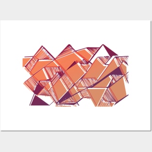 City mountains geometric abstract pink Posters and Art